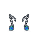 Musical Note Stud Earrings Lab Created Opal Simulated CZ 925 Sterling Silver (12mm)