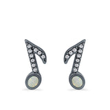 Musical Note Stud Earrings Lab Created Opal Simulated CZ 925 Sterling Silver (12mm)