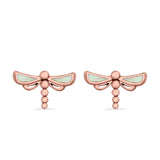 Dragonfly Stud Earrings Lab Created Opal 925 Sterling Silver (7.5mm)