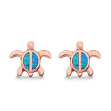 Turtle Stud Earrings Lab Created Opal 925 Sterling Silver (12mm)