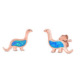 Dinosaur Stud Earring Created Opal Solid 925 Sterling Silver (9mm)