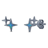 North Star Stud Earring Created Opal Solid 925 Sterling Silver (10mm)