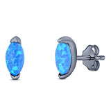 Marquise Stud Earring Created Opal Solid 925 Sterling Silver (5.5mm)