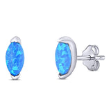 Marquise Stud Earring Created Opal Solid 925 Sterling Silver (5.5mm)