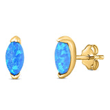 Marquise Stud Earring Created Opal Solid 925 Sterling Silver (5.5mm)