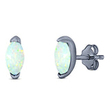 Marquise Stud Earring Created Opal Solid 925 Sterling Silver (5.5mm)