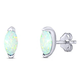 Marquise Stud Earring Created Opal Solid 925 Sterling Silver (5.5mm)