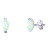 Art Deco Marquise Created Opal Solid 925 Sterling Silver (6.5mm)