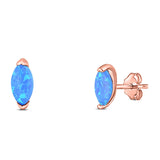 Art Deco Marquise Created Opal Solid 925 Sterling Silver (8.7mm)