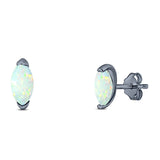 Art Deco Marquise Created Opal Solid 925 Sterling Silver (8.7mm)