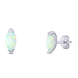 Art Deco Marquise Created Opal Solid 925 Sterling Silver (8.7mm)