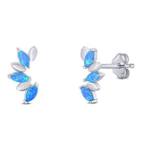 Art Deco Marquise New Style Stud Earring Created Opal Solid 925 Sterling Silver (11.6mm)