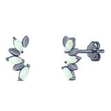 Art Deco Marquise New Style Stud Earring Created Opal Solid 925 Sterling Silver (11.6mm)