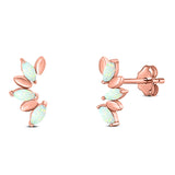 Art Deco Marquise New Style Stud Earring Created Opal Solid 925 Sterling Silver (11.6mm)