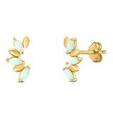 Art Deco Marquise New Style Stud Earring Created Opal Solid 925 Sterling Silver (11.6mm)