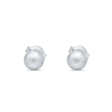 Brushed Screw Ball Round Stud Earrings 925 Sterling Silver (5mm-8mm)