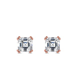 Solitaire Stud Earring Double Prong Asscher Cut Simulated CZ 925 Sterling Silver (4mm-8mm)