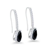 Dangling Fish Hook Earrings Round CZ 925 Sterling Silver