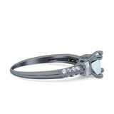 Art Deco Princess Cut Wedding Engagement Bridal Ring Baguette Round Simulated Cubic Zirconia 925 Sterling Silver