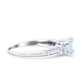 Art Deco Princess Cut Wedding Engagement Bridal Ring Baguette Round Simulated Cubic Zirconia 925 Sterling Silver