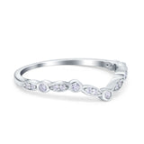 Curved Art Deco 4mm Band Ring Round Eternity Simulated CZ 925 Sterling Silver