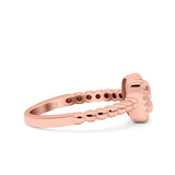 Art Deco Square Halo Wedding Engagement Bridal Ring Round Simulated Cubic Zirconia 925 Sterling Silver