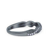 Half Eternity Rope Ring Wedding Engagement Band Pave Simulated Cubic Zirconia 925 Sterling Silver (4mm)