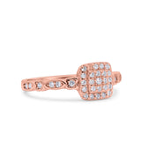 Square Halo Art Deco Wedding Engagement Bridal Ring Round Simulated Cubic Zirconia 925 Sterling Silver