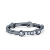 Half Eternity Ring Wedding Engagement Band Pave Simulated Cubic Zirconia 925 Sterling Silver (3mm)