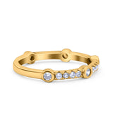 Half Eternity Ring Wedding Engagement Band Pave Simulated Cubic Zirconia 925 Sterling Silver (3mm)