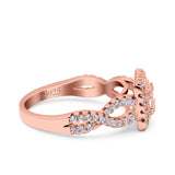 Halo Art Deco Ring Square Wedding Engagement Infinity Band Round Pave Simulated Cubic Zirconia 925 Sterling Silver (10mm)