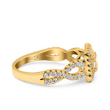 Halo Art Deco Ring Square Wedding Engagement Infinity Band Round Pave Simulated Cubic Zirconia 925 Sterling Silver (10mm)