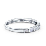 Half Eternity Ring Wedding Engagement Band Baguette Pave Simulated Cubic Zirconia 925 Sterling Silver (2mm)