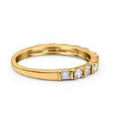 Half Eternity Ring Wedding Engagement Band Baguette Pave Simulated Cubic Zirconia 925 Sterling Silver (2mm)