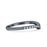 Chevron Midi Half Eternity Ring Wedding Engagement Band Round Simulated Cubic Zirconia 925 Sterling Silver