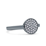 Art Deco Wedding Engagement Bridal Ring Round Simulated Cubic Zirconia 925 Sterling Silver