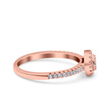 Art Deco Ring Wedding Engagement Band Round Pave Simulated Cubic Zirconia 925 Sterling Silver (7mm)