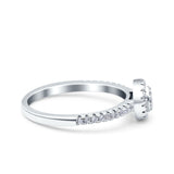 Art Deco Ring Wedding Engagement Band Round Pave Simulated Cubic Zirconia 925 Sterling Silver (7mm)