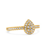 Art Deco Pear Halo Wedding Engagement Bridal Ring Round Simulated Cubic Zirconia 925 Sterling Silver