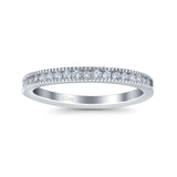 Half Eternity Ring Wedding Engagement Band Round Pave Simulated Cubic Zirconia 925 Sterling Silver (2.5mm)