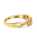 Infinity Wedding Band Engagement Ring Round Pave Simulated Cubic Zirconia 925 Sterling Silver (6mm)