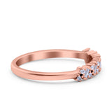 Half Eternity Buttere Shape Ring Wedding Engagement Band Round Pave Simulated Cubic Zirconia 925 Sterling Silver