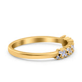 Half Eternity Buttere Shape Ring Wedding Engagement Band Round Pave Simulated Cubic Zirconia 925 Sterling Silver