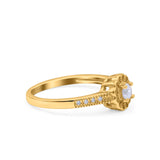 Art Deco Engagement Wedding Ring Band Round Pave Simulated Cubic Zirconia 925 Sterling Silver (6mm)