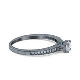 Art Deco Band Wedding Ring Round Pave Simulated Cubic Zirconia 925 Sterling Silver (4mm)