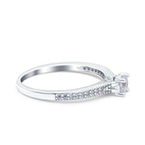 Art Deco Band Wedding Ring Round Pave Simulated Cubic Zirconia 925 Sterling Silver (4mm)