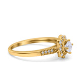 Art Deco Wedding Band Engagement Ring Round Pave Simulated Cubic Zirconia 925 Sterling Silver (7mm)