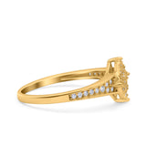 Wedding Engagement Ring Band Round Pave Simulated Cubic Zirconia 925 Sterling Silver (9mm)