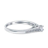 Solitaire Wedding Engagement Ring Band Round Pave Simulated Cubic Zirconia 925 Sterling Silver (4mm)