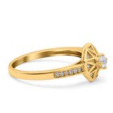 Art Deco Star Wedding Ring Band Round Pave Simulated Cubic Zirconia 925 Sterling Silver (9mm)